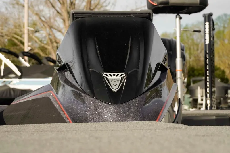 Slide: The Image of 2026 Skeeter ZXE20 boat front view with sleek design and logo. - 11