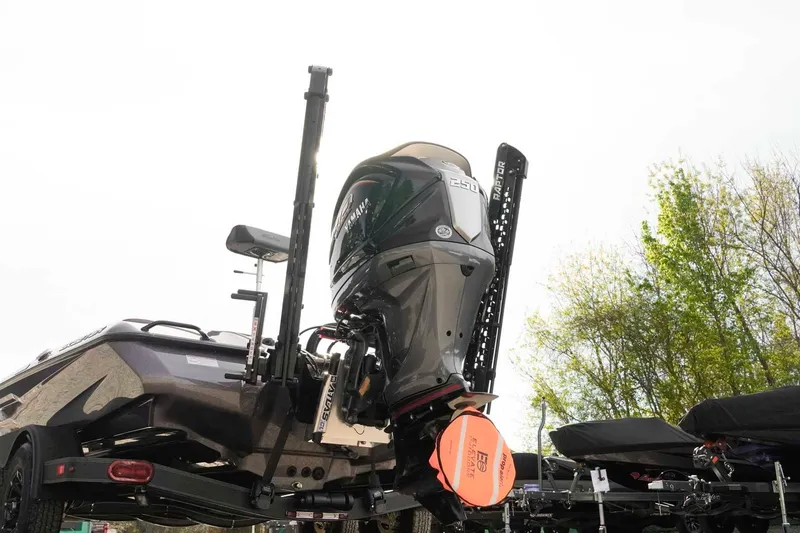 Slide: The Image of 2026 Skeeter ZXE20 boat with Yamaha outboard motor, viewed from the rear. - 7