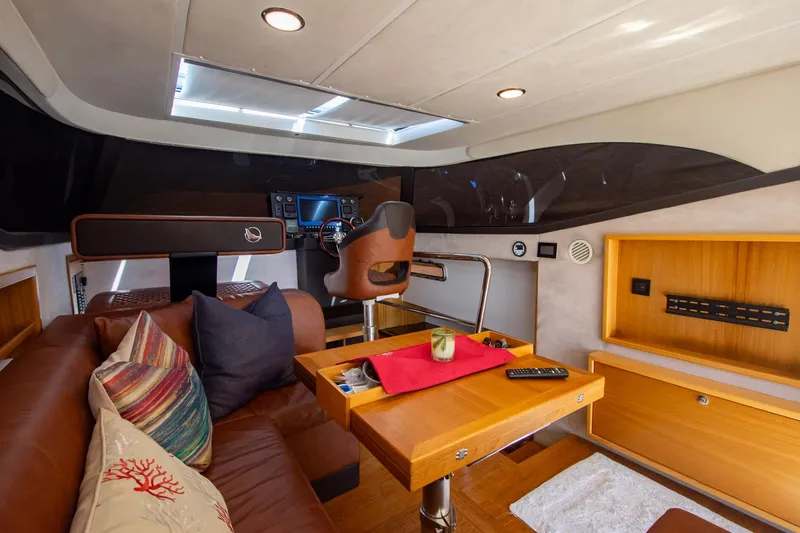 Slide: The Image of Luxurious interior of 2019 Monachus 45 Issa yacht with leather seating and modern helm. - 2