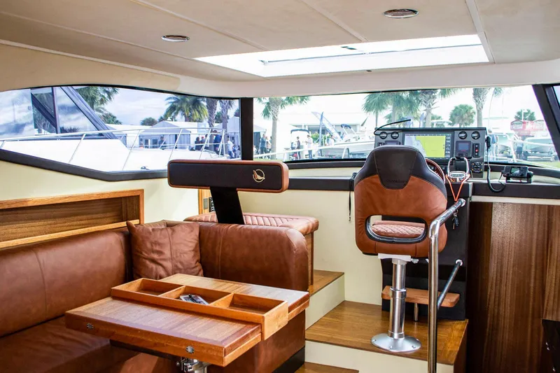 Slide: The Image of Luxurious interior of 2019 Monachus 45 Issa yacht with leather seating and modern helm. - 20