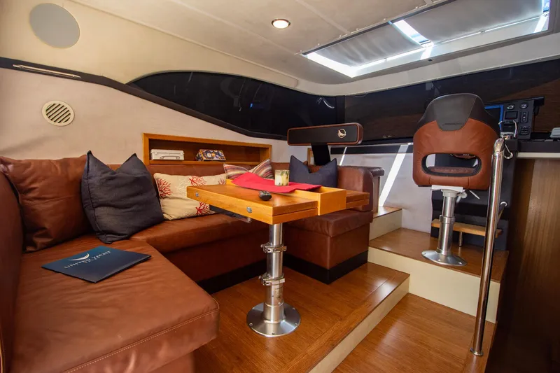 Slide: The Image of Luxurious interior of 2019 Monachus 45 Issa yacht with leather seating and modern decor. - 3