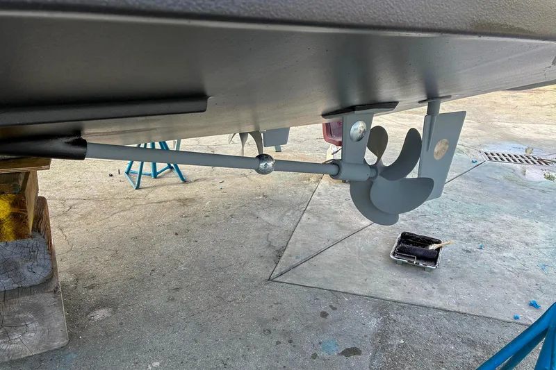 Slide: The Image of Underwater view of Monachus 45 Issa 2019 boat propeller and rudder system. - 31