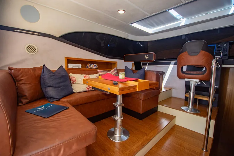 Slide: The Image of Luxurious interior of 2019 Monachus 45 Issa yacht with leather seating and modern decor. - 35