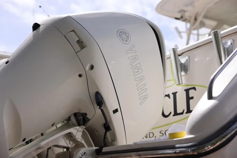 Slide: The Image of Yamaha outboard motor on 2015 Pursuit OS 385 Offshore boat. - 6