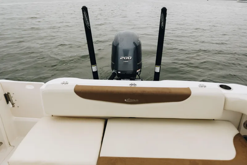 Slide: The Image of 2017 Robalo R222 Center Console boat with Yamaha 200 engine on water. - 4