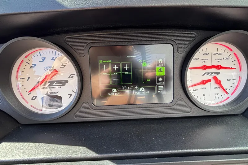 Slide: The Image of Dashboard of 2026 MB SPORTS F21 Classic with digital display and analog gauges. - 24