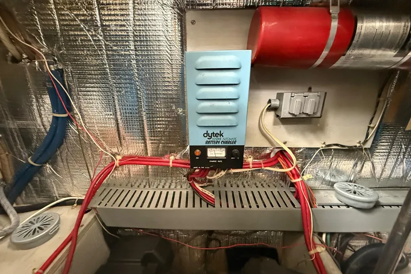 Slide: The Image of Battery charger setup in 1992 Silverton 41 Motor Yacht engine room. - 54