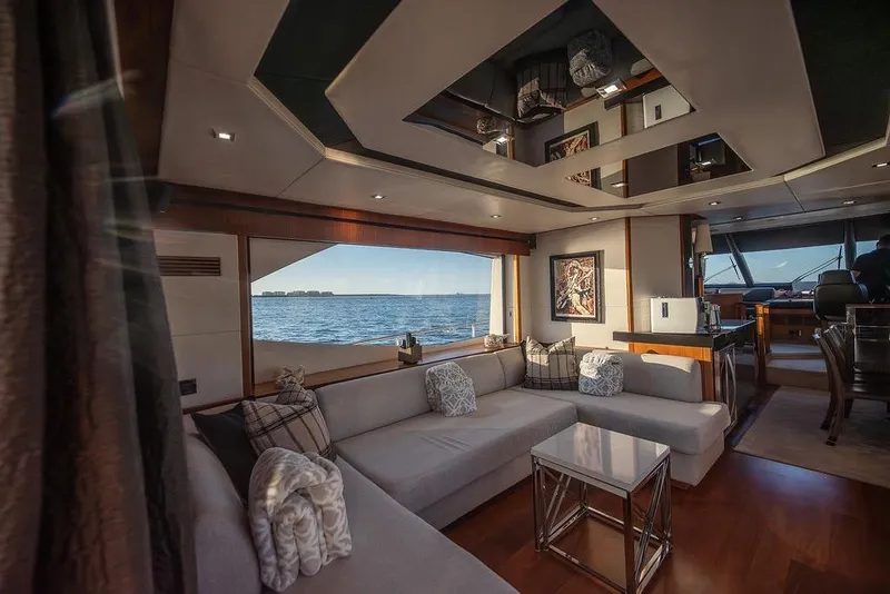 Slide: The Image of Luxurious interior of 2012 Sunseeker Manhattan 73 yacht with ocean view. - 37
