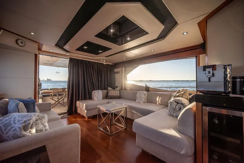 Slide: The Image of Luxurious interior of 2012 Sunseeker Manhattan 73 yacht with ocean view. - 39