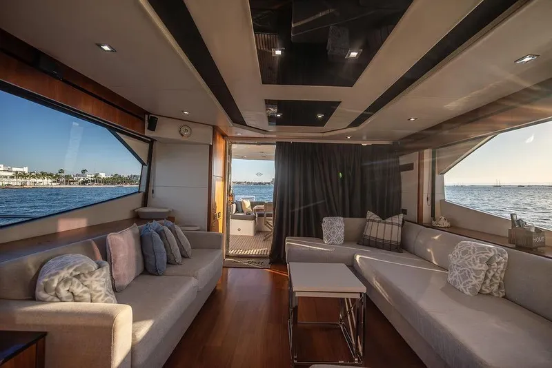 Slide: The Image of Luxurious interior of 2012 Sunseeker Manhattan 73 yacht with elegant seating and ocean view. - 40