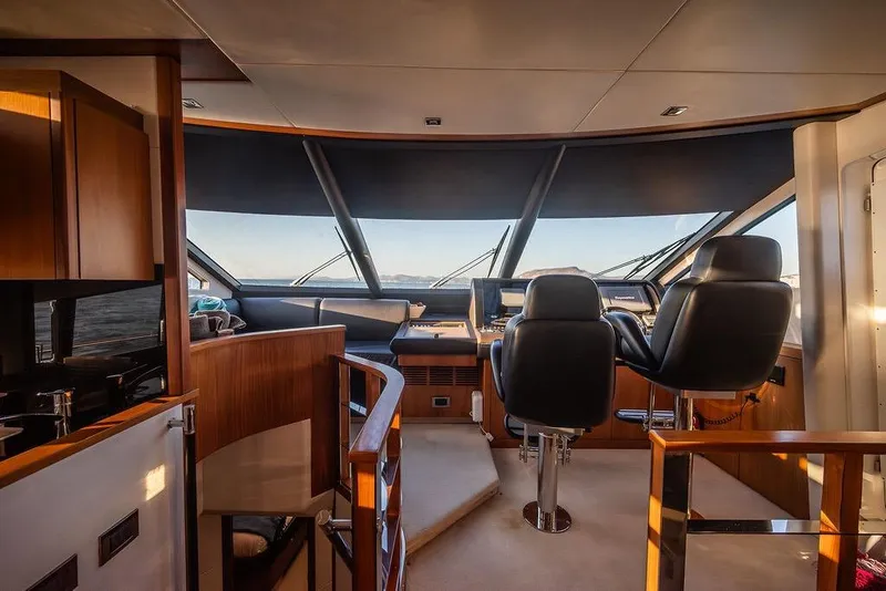 Slide: The Image of Luxurious interior of 2012 Sunseeker Manhattan 73 yacht with modern helm station. - 46