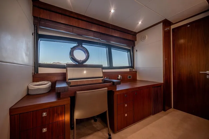 Slide: The Image of Luxurious interior of 2012 Sunseeker Manhattan 73 yacht with elegant wood finish. - 71