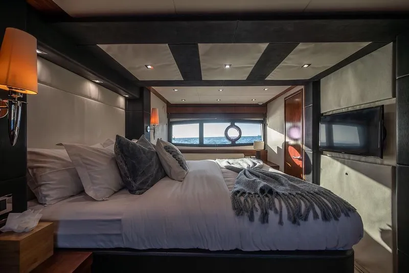 Slide: The Image of Luxurious bedroom interior of 2012 Sunseeker Manhattan 73 yacht with ocean view. - 75