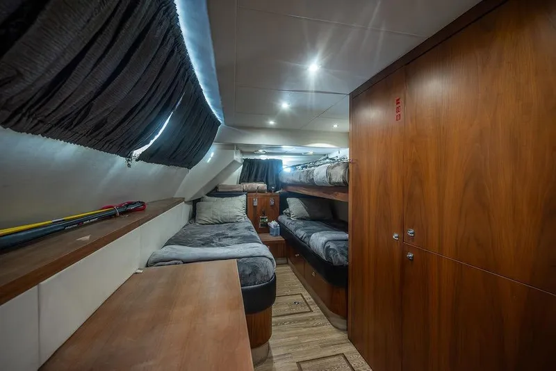 Slide: The Image of Luxurious cabin interior of 2012 Sunseeker Manhattan 73 yacht with wooden finishes. - 76