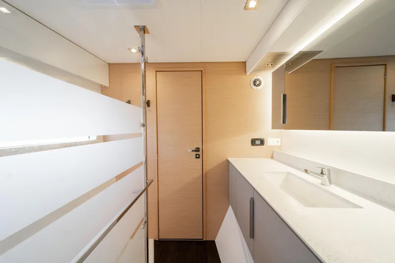 Slide: The Image of Modern bathroom interior of 2025 Fountaine Pajot FP41 Catamaran with sleek design and fixtures. - 34