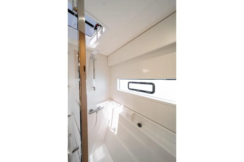 Slide: The Image of Modern bathroom interior of 2025 Fountaine Pajot FP41 Catamaran with sleek design. - 36