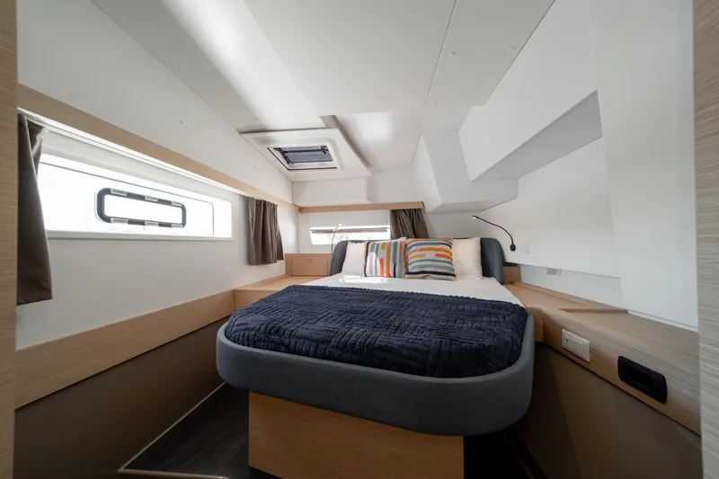 Slide: The Image of Luxurious bedroom interior of 2025 Fountaine Pajot FP41 Catamaran with modern design. - 39