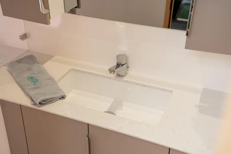 Slide: The Image of Modern bathroom sink with towel on Fountaine Pajot FP41 Catamaran, 2025 model. - 45