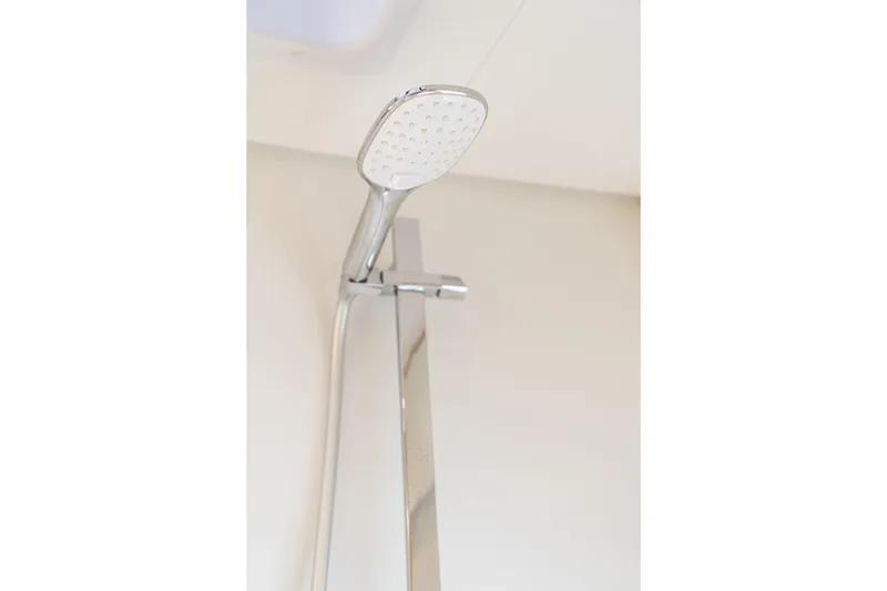 Slide: The Image of Showerhead in 2025 Fountaine Pajot FP41 Catamaran bathroom, sleek chrome design. - 48