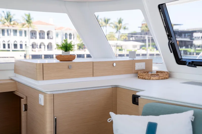 Slide: The Image of Modern interior of 2025 Fountaine Pajot FP41 Catamaran with sleek design and natural light. - 59