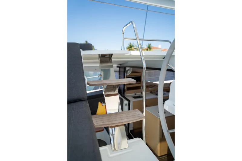 Slide: The Image of Staircase on 2025 Fountaine Pajot New 41 yacht, featuring sleek design and modern materials. - 73