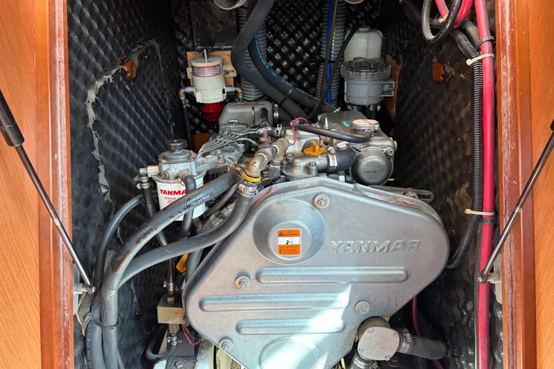 Slide: The Image of Engine compartment of a 2008 Beneteau 43 sailboat with Yanmar engine. - 66