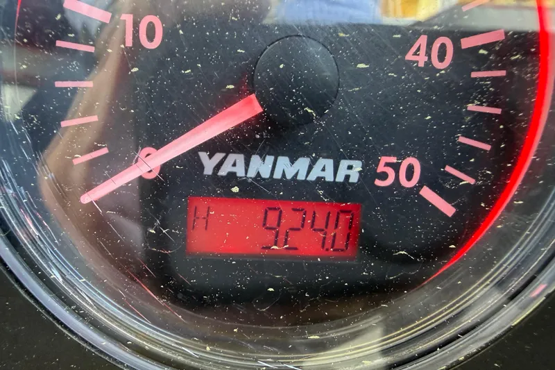 Slide: The Image of Yanmar engine gauge displaying 9240 hours on a 2008 Beneteau 43. - 70