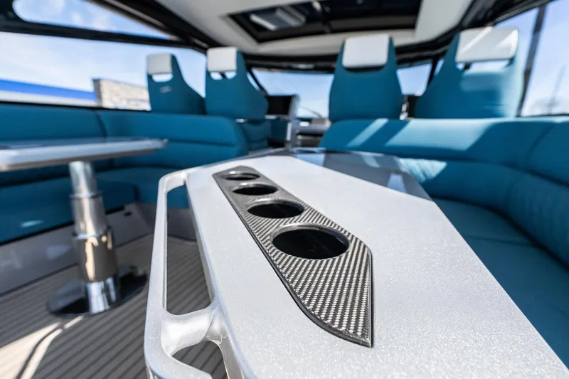 Slide: The Image of Luxurious interior of 2026 Dutch American DA 53 yacht with modern seating and sleek design. - 10