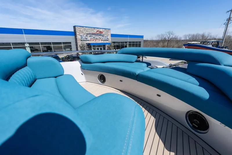 Slide: The Image of Luxurious 2026 Dutch American DA 53 boat with blue seating at Big Thunder Marine. - 16