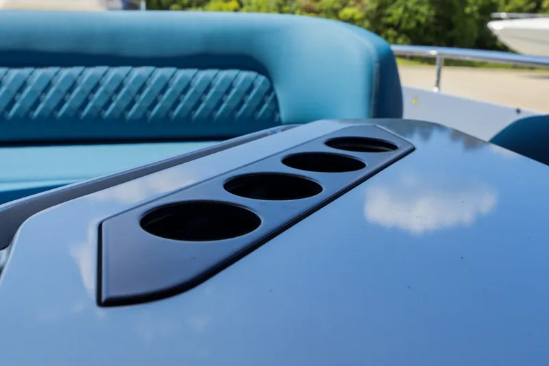Slide: The Image of Cup holders on a sleek 2026 Dutch American DA 53 boat interior. - 30