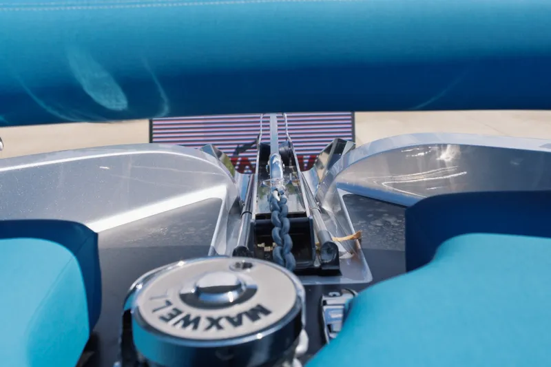Slide: The Image of Close-up of Dutch American DA 53 yacht's anchor system, featuring a Maxwell winch, 2026 model. - 57