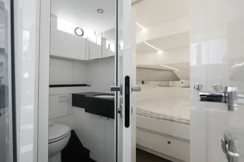 Slide: The Image of Modern bathroom and bedroom interior in 2026 Dutch American DA 53 yacht. - 43