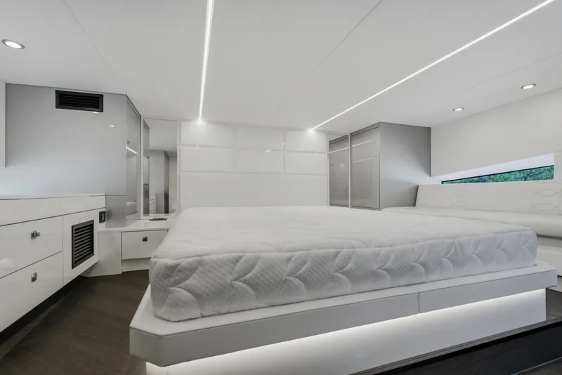 Slide: The Image of Luxurious interior of 2026 Dutch American DA 53 yacht with modern bedroom design. - 46