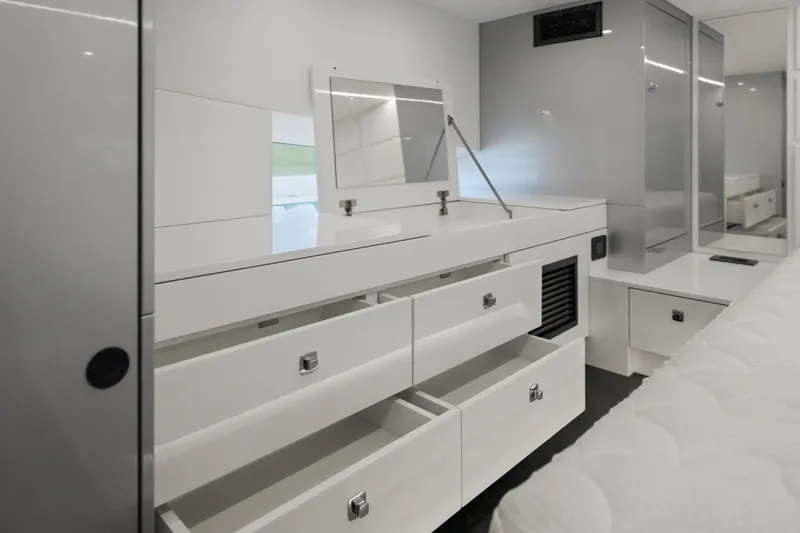 Slide: The Image of Modern interior of 2026 Dutch American DA 53 with sleek white cabinetry and open drawers. - 47