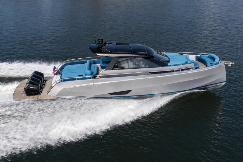 The Image of Modern 2026 Dutch American DA 53 yacht cruising on water, featuring sleek design and powerful engines. - 0