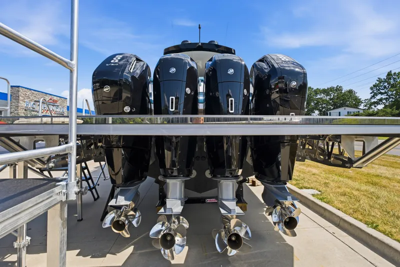 Slide: The Image of Powerful Dutch American DA 53 boat engines, 2026 model, displayed outdoors. - 7
