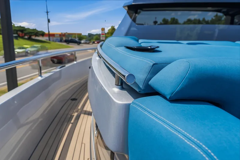 Slide: The Image of Luxury yacht deck with blue seating, Dutch American DA 53, 2026 model. - 56