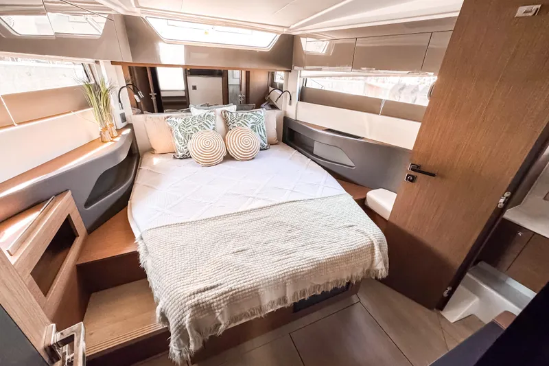 Slide: The Image of Luxurious bedroom interior of 2026 Wellcraft 44 Explorer yacht with modern design. - 39