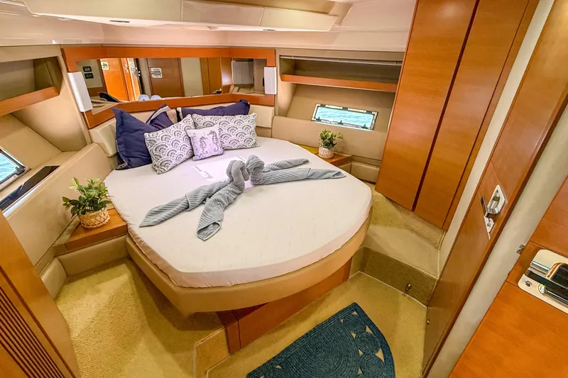Slide: The Image of Luxurious bedroom interior of 2013 Azimut 45 yacht with elegant decor and cozy bedding. - 5
