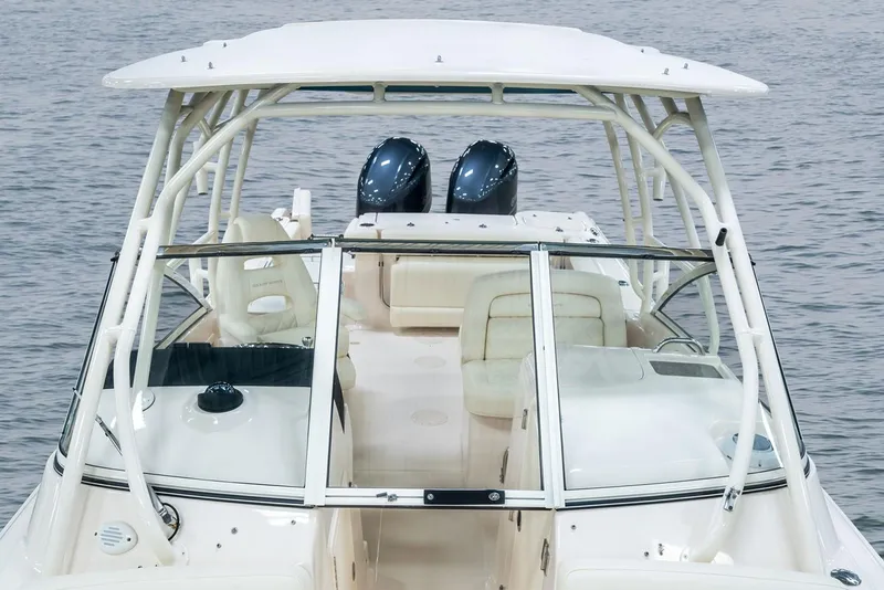 Slide: The Image of Manufacturer Provided Image: 2019 Grady-White Freedom 275 boat with dual engines on the water. - 7