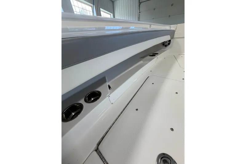 Slide: The Image of 2023 Regulator 31 boat interior with sleek design and modern features. - 23