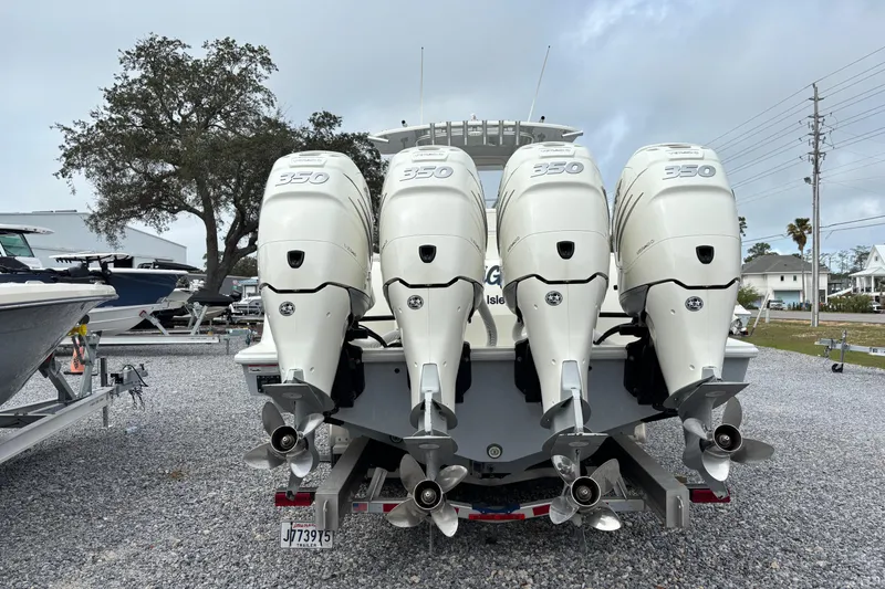 Slide: The Image of 2018 SeaVee 390Z boat with four powerful 350 horsepower outboard engines. - 3