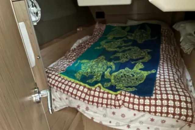 Slide: The Image of Cozy cabin interior of 2017 Beneteau Oceanis 41.1 with colorful bedding. - 24