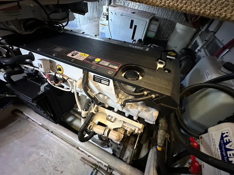 Slide: The Image of Engine room of 2007 Nordic Tug 32, showcasing mechanical components and equipment. - 29