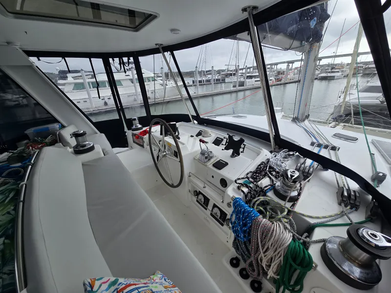 Slide: The Image of Interior view of a 2007 Lagoon 440 yacht in harbor. - 5