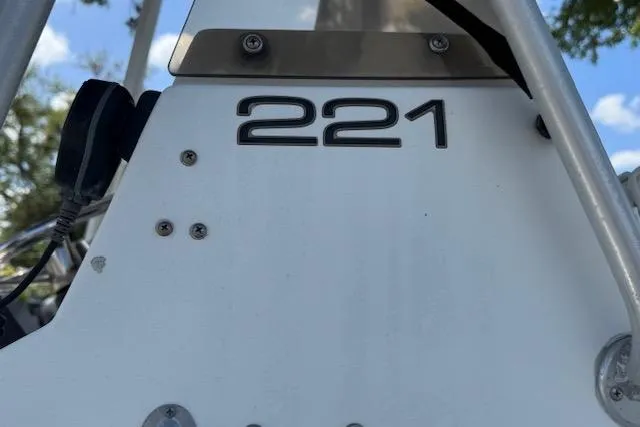 Slide: The Image of Close-up of 1999 Mako 221 Center Console boat model number. - 3
