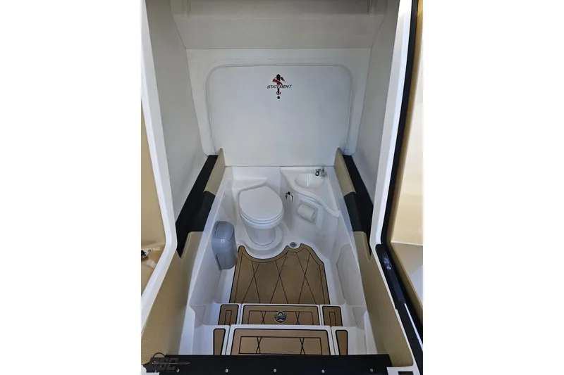 Slide: The Image of Interior of 2017 Statement 380 Open boat bathroom with toilet and sink. - 61