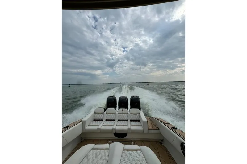 Slide: The Image of Luxury boat cruising on open water, Statement 380 Open, 2017 model. - 82