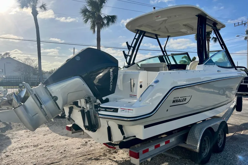 Slide: The Image of 2025 Boston Whaler 240 Vantage on trailer, side view. - 7