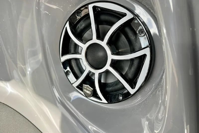 Slide: The Image of Speaker in Harris Sunliner 250 boat, model 2026. - 20